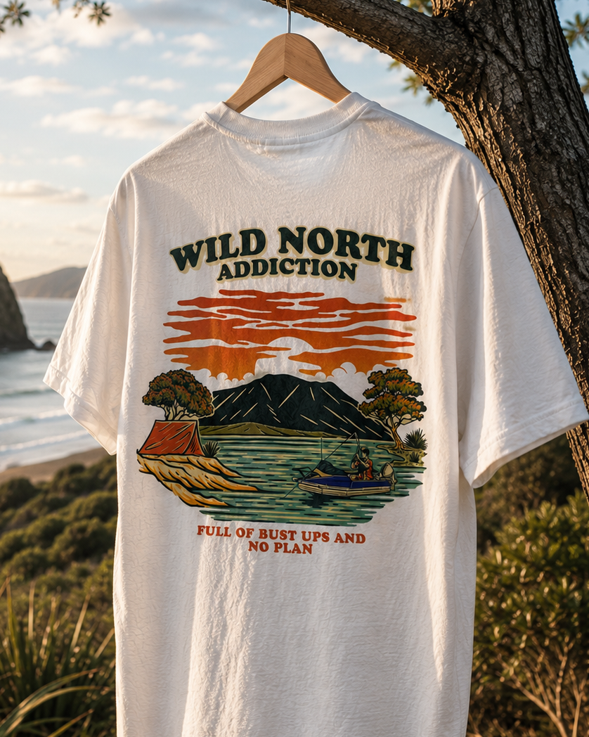 White Camping Tee